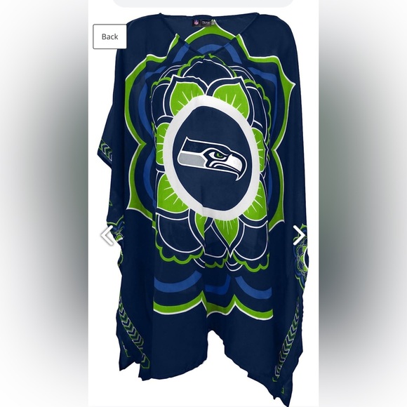 Seattle Seahawks Sheer Caftan with Flower Design Team Colors One Size. - Picture 3 of 10